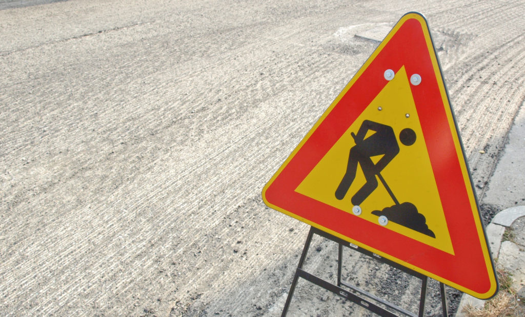 Road Works Traffic Sign For Construction Site